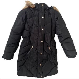 Steve Madden girls black hooded puffer coat